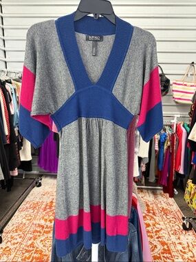 Buffalo David Bitton Gray Knit Dress with Blue & Pink Colorblock